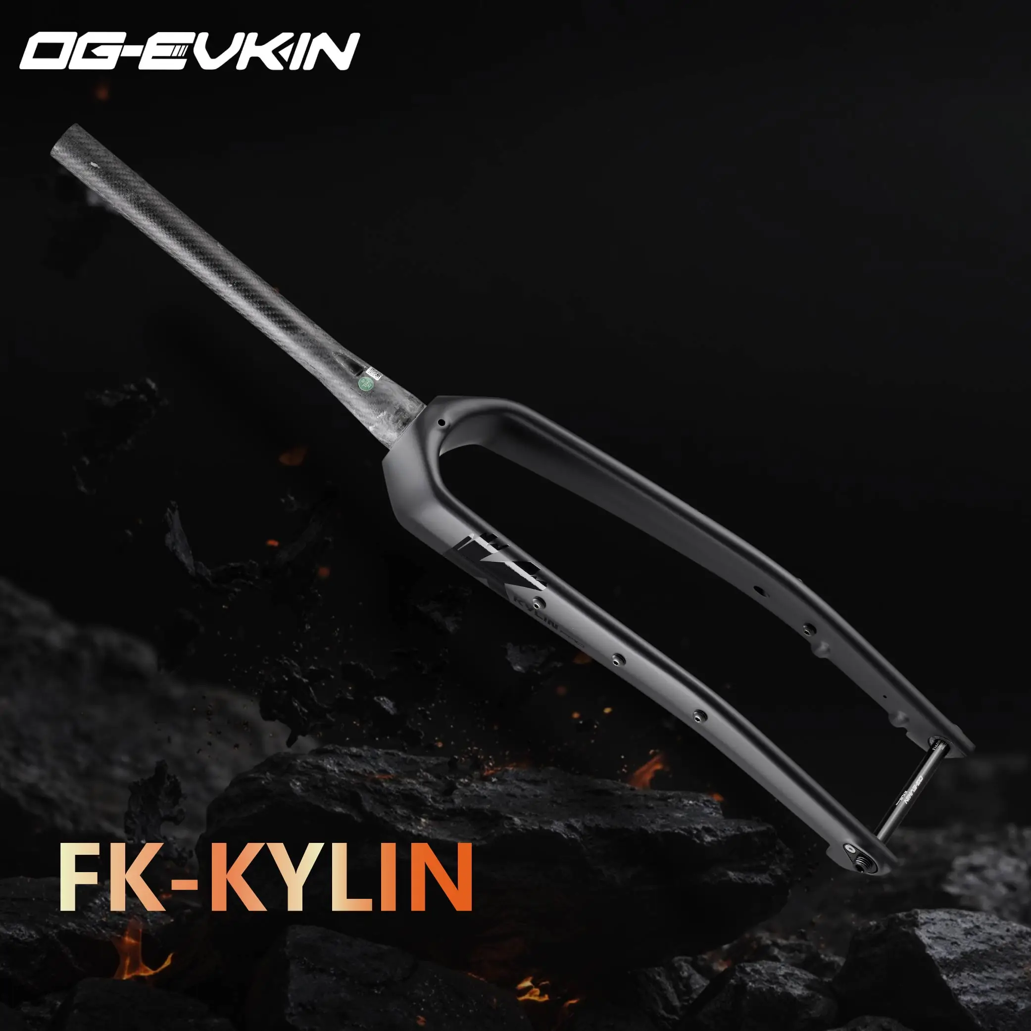 OG-EVKIN FK-KYLIN Gravel Fork Carbon Fiber Tapered Gravel Bicycle Front Fork Bike Fork Black Matte 700C x 52C Thru Axle 12x100mm