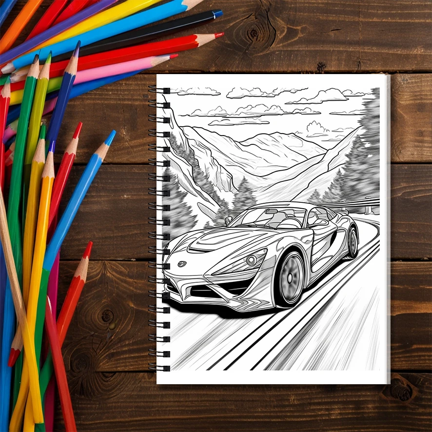 Racing Adult Coloring Book - 8.3x 11.2 Inch 22 Page Coloring Book - Helps Reduce Stress and Ease Emotions