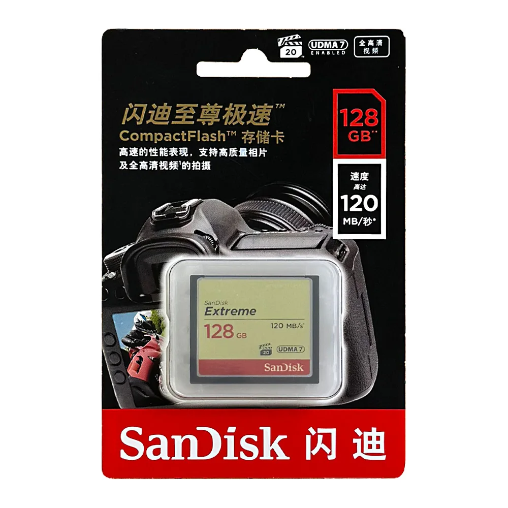 Sandisk CompactFlash 32G 64G 128G CF Memory Card 800X High Speed Compact Flash CF Card Applicable Digital Cameras/DSLR Cameras