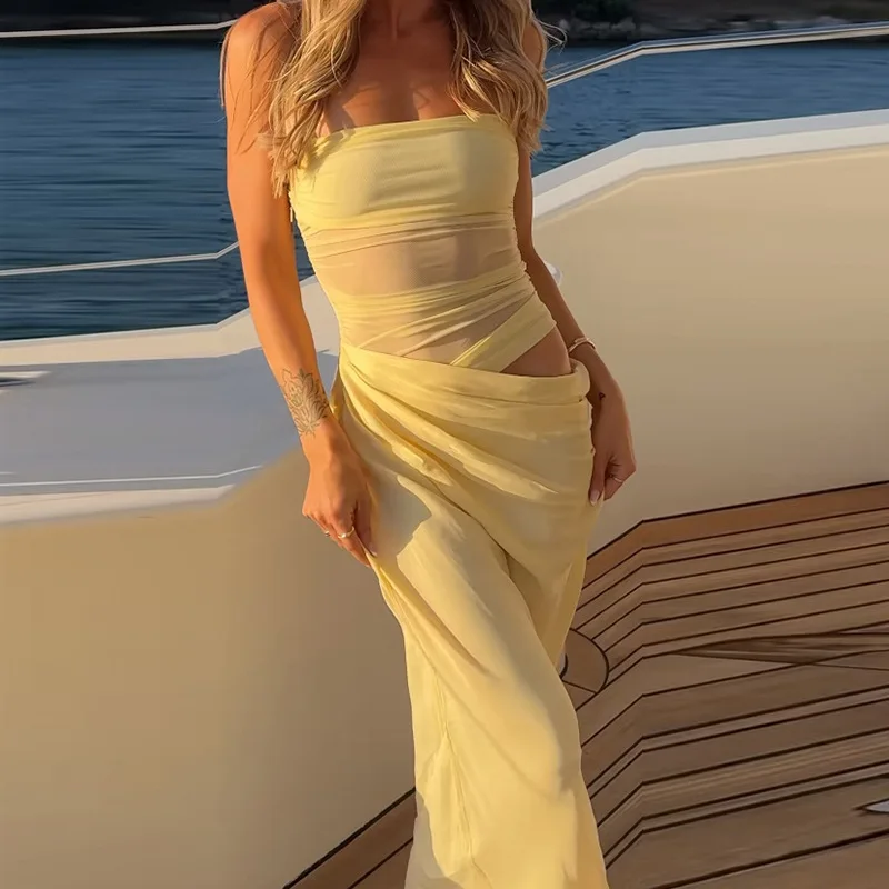 

платья однотонное женское летнее длинное платье сексуальное сетчатое прозрачное облегающее вечернее платье без рукавов элегантное пляжное платье женское