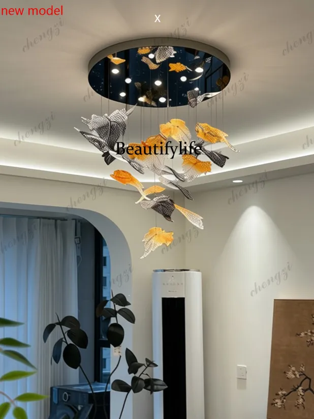 DD182Dining room chandelier, new light luxury high-end living room leaf decoration, lamps and lanterns