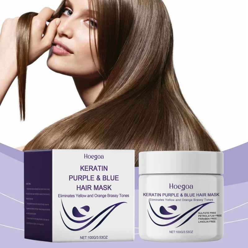 

Gentle Purple Keratin Hair Mask - Nourish Hydrate Repair Damaged Strands Enhance Shine Maintain Cool Hair Tones Smooth