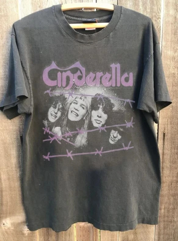 Cinderella 80's Metal Band Rare Design Charcoal Unisex T Shirt Reprint