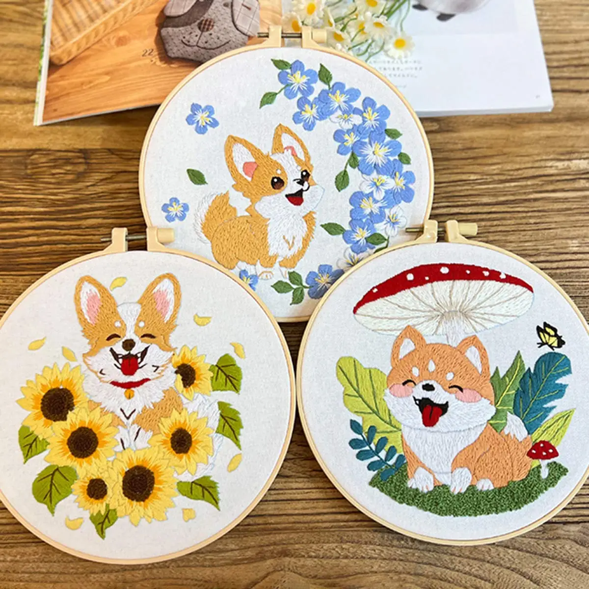 

Незаконченный набор для вышивки своими руками для начинающих, милая собака, живопись в виде животных, декоративная швейная нить, набор инструментов, набор материалов ручной работы