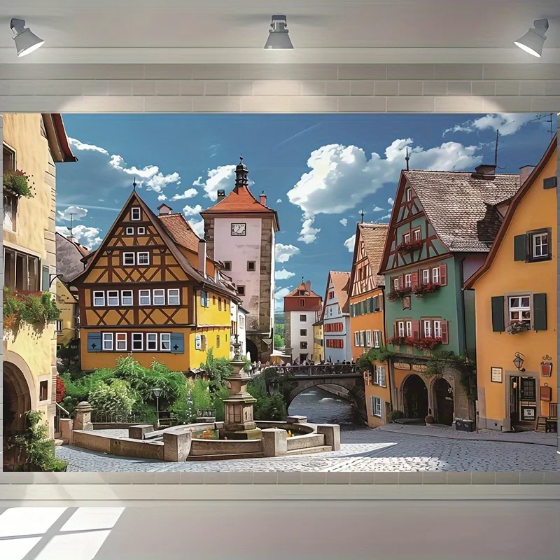 قماش خلفية ملهم لمهرجان بيرة ميونيخ - تصميم المدينة الألمانية القديمة، عناصر أوروبية قديمة، قماش خلفية #1