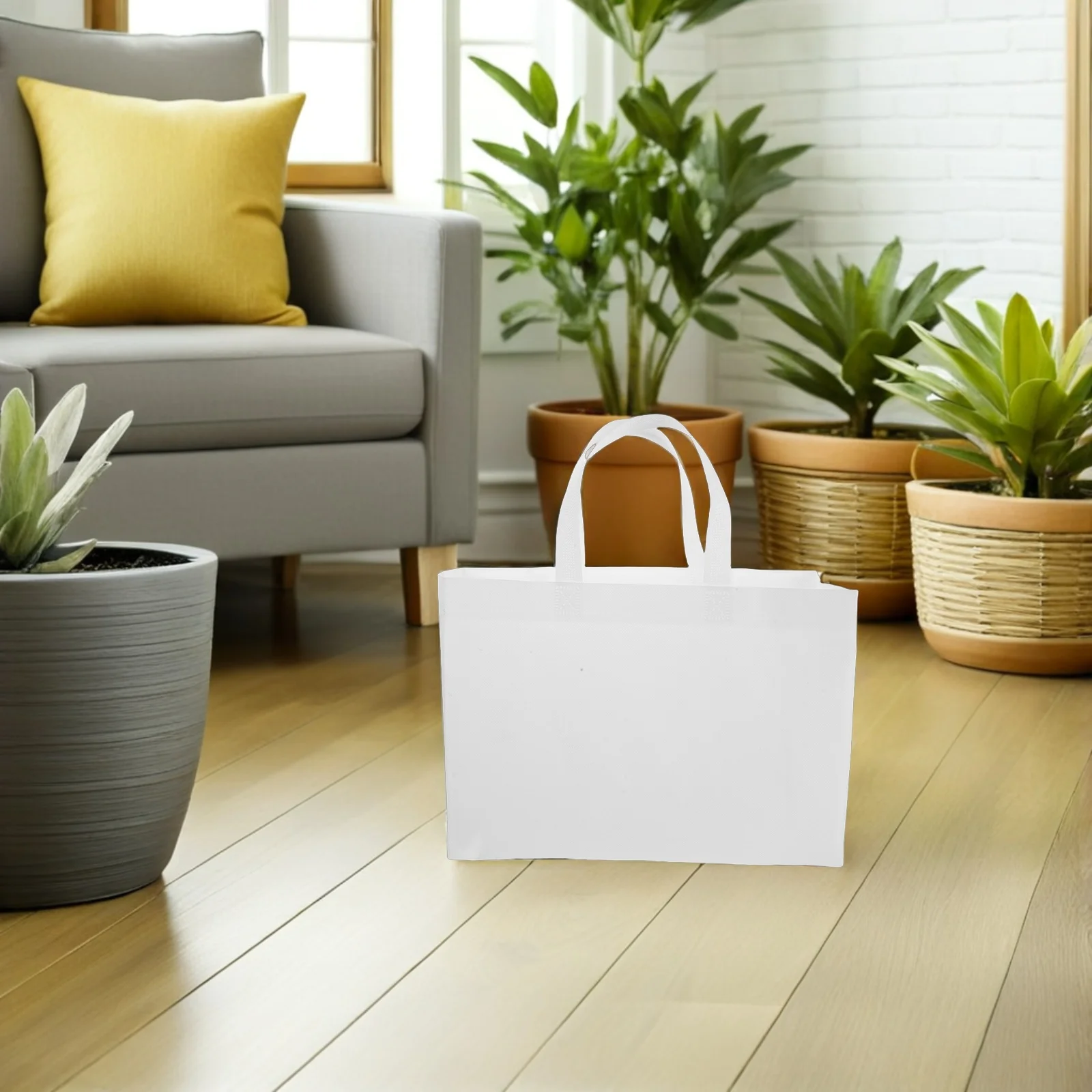 

30Pcs Non Woven Tote Bags Blank Reusable Grocery Tote with Sturdy Handles Heavy Duty Plain White Shopping Bags for Gift Party