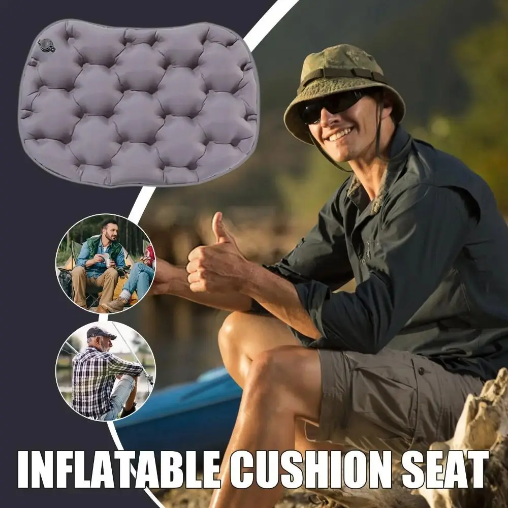 Portable Inflatable Seat Cushion Ultralight Manual Inflation Sitting Pad Air Mat with Storage Case Air Sitting Pad