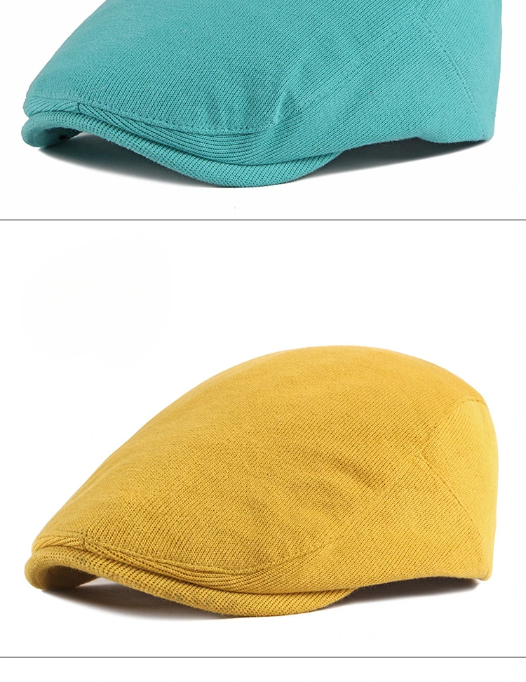 Herren Strick-Ivy-Flatcap, klassische einteilige Newsboy-Mütze, weiche, atmungsaktive, einfarbige Baskenmütze mit verstellbarem Snapback für – Detail 13