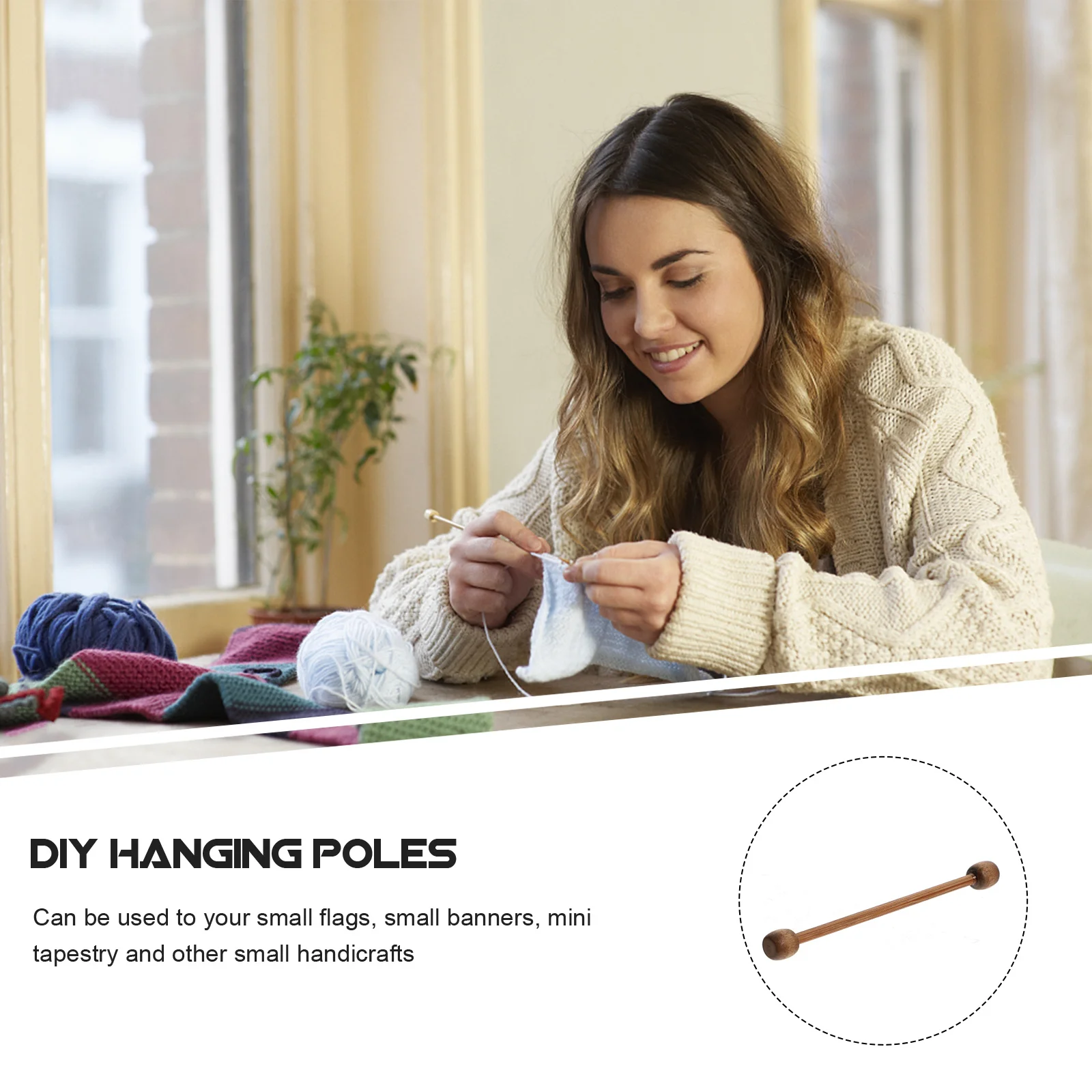 

20pcs Mini Tapestry Poles Portable Horizontal Flag Rods Smooth Wooden Hanging Poles For Diy Woven Accessories Craft Decor