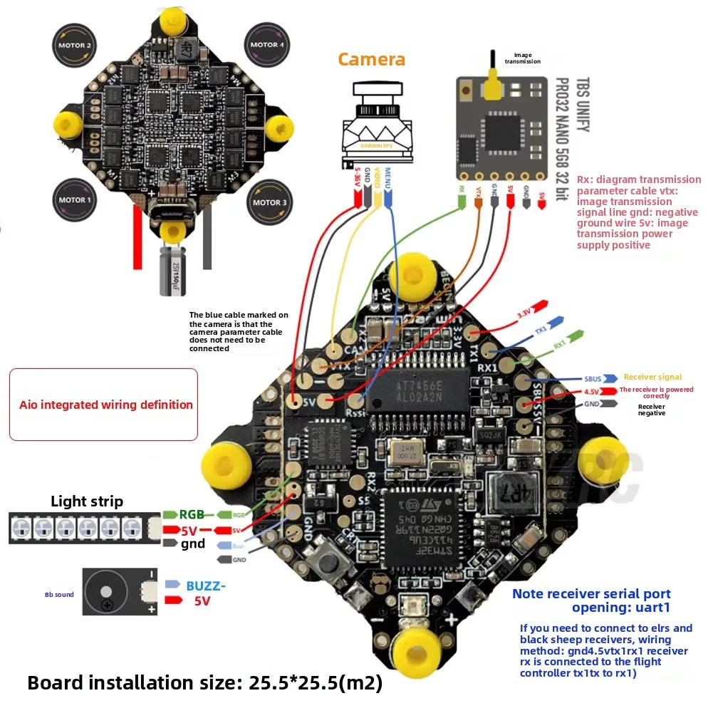 Контроллер полета F411 AIO Whoop Blheli_S Betaflight F4 15A OSD BEC BL_S 1-3S 4In1 ESC для RC Drone FPV Racing