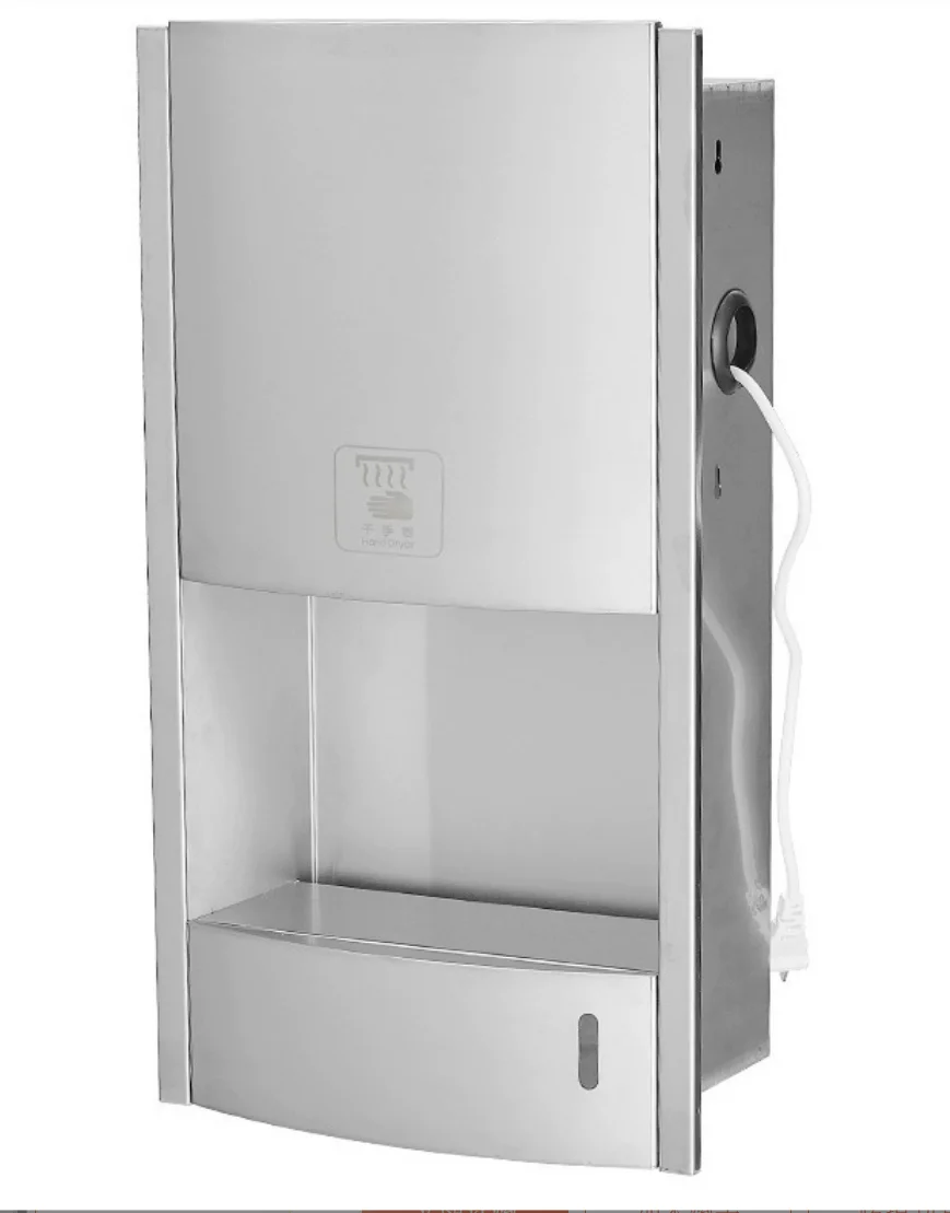 Modern Design Stainless Steel Wall Mounted Hand Dryer & Dustbin Type 304 Trash Can for Bathroom