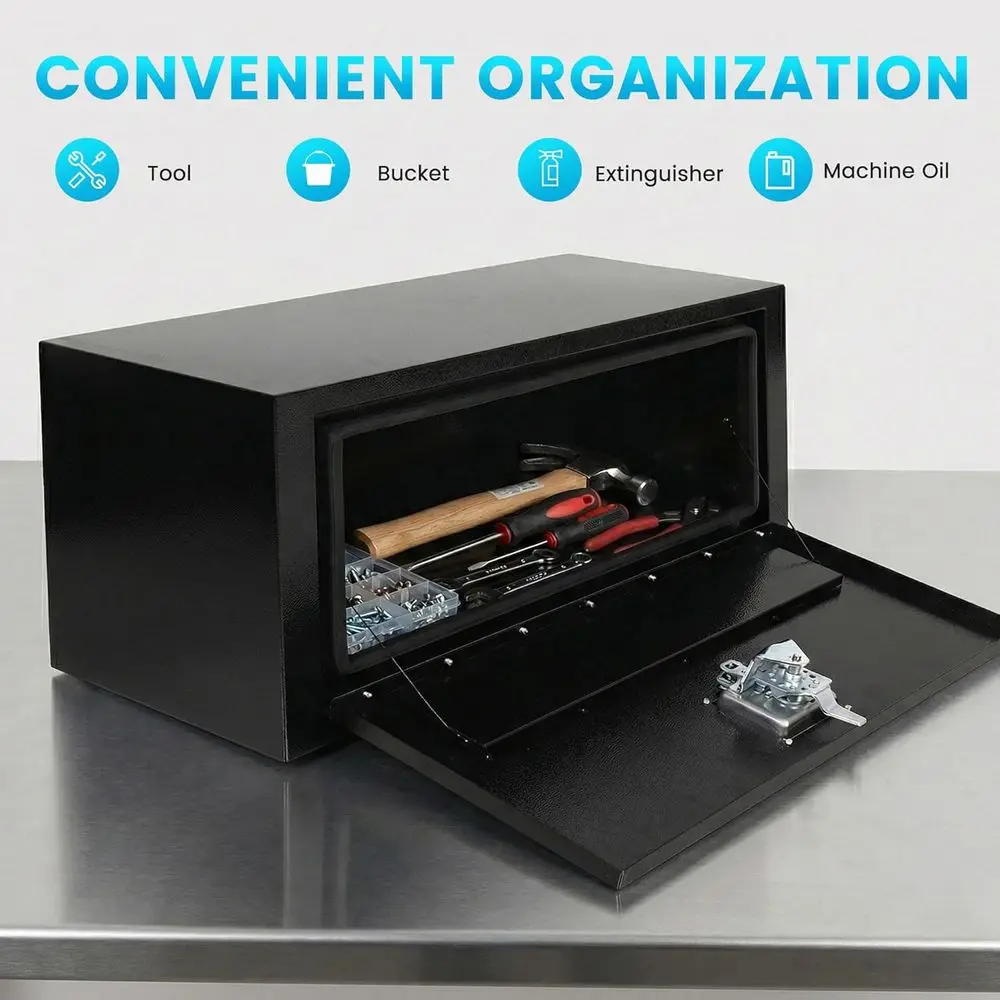 2-Pack 36 Heavy Duty Steel Underbody Truck Tool Boxes, 36x14x16, T-Handle Lock, Black view 4