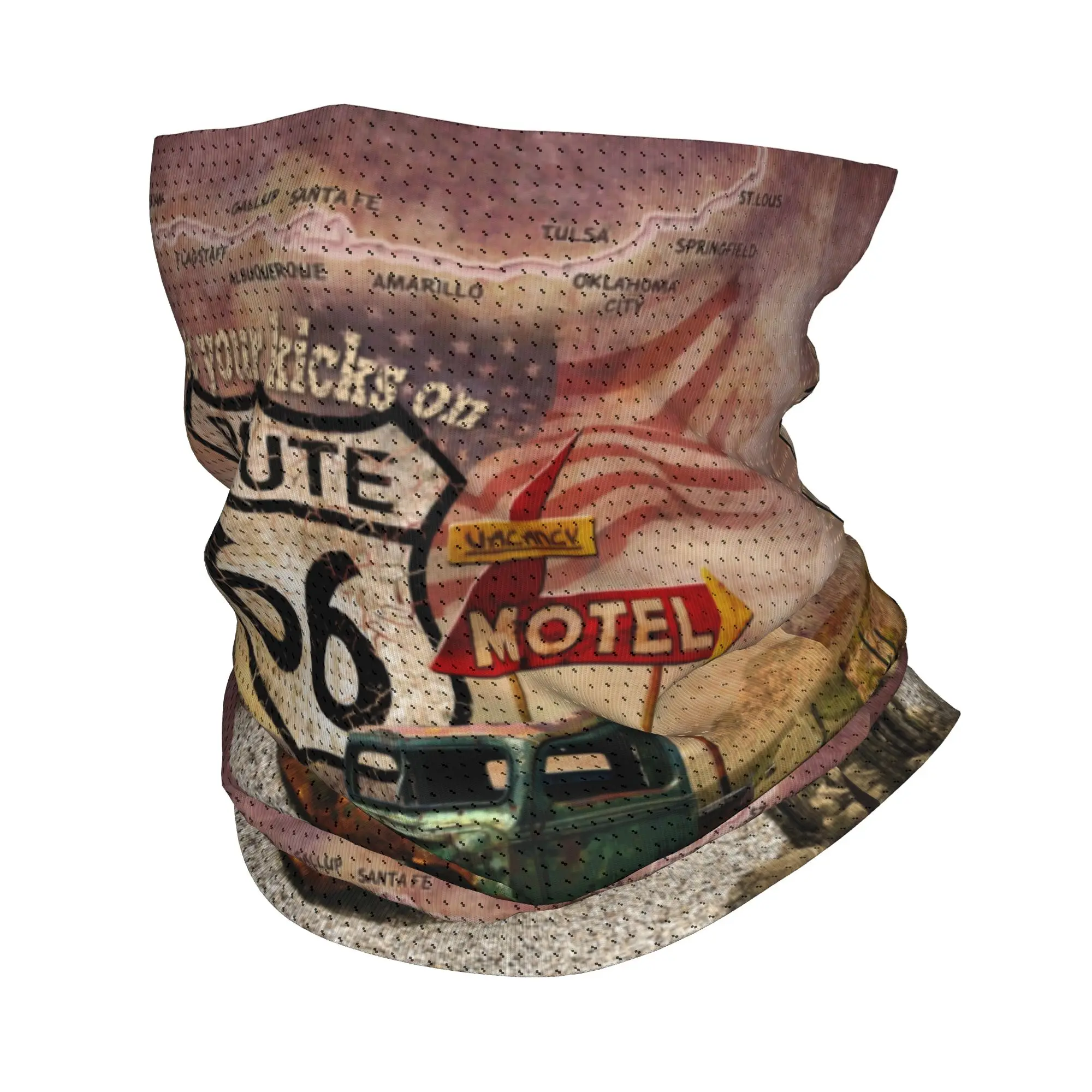 Get Your Kicks On Route 66 Winter Headband Neck Warmer  Hiking Running Tube Scarf USA Highways Road Sign Face Bandana Gaiter