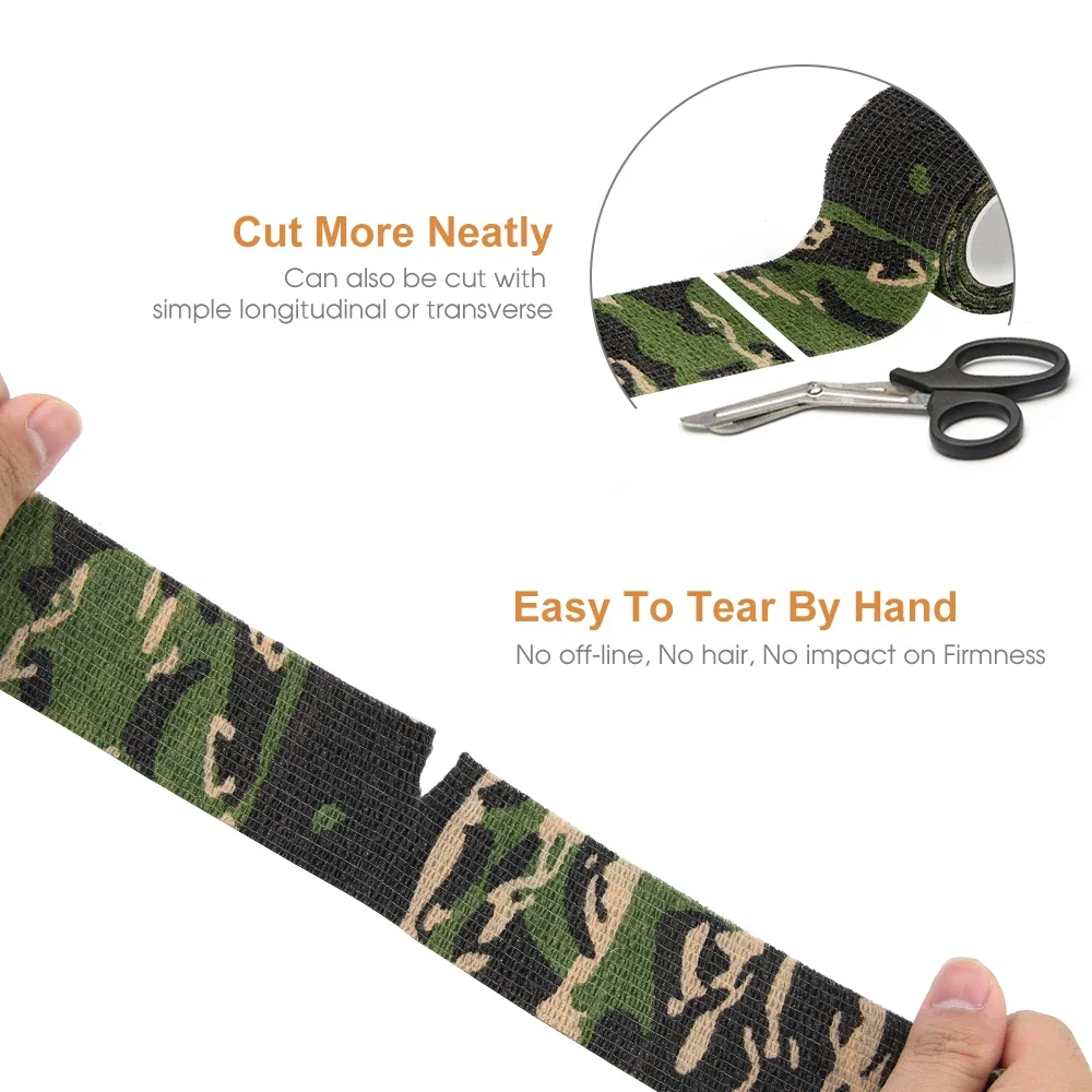 24 Rolls Elastic Bandage Tape Army Outdoor Hunting Camouflage   Stealth Tape Wrap Durable Self Adhesive Bandage