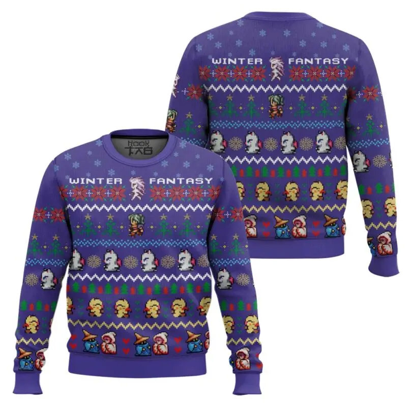 El más vendido de invierno debe incluido en Final Fantasy suéter feo de Navidad Retro feo divertido vestido de fiesta llamativo fresco