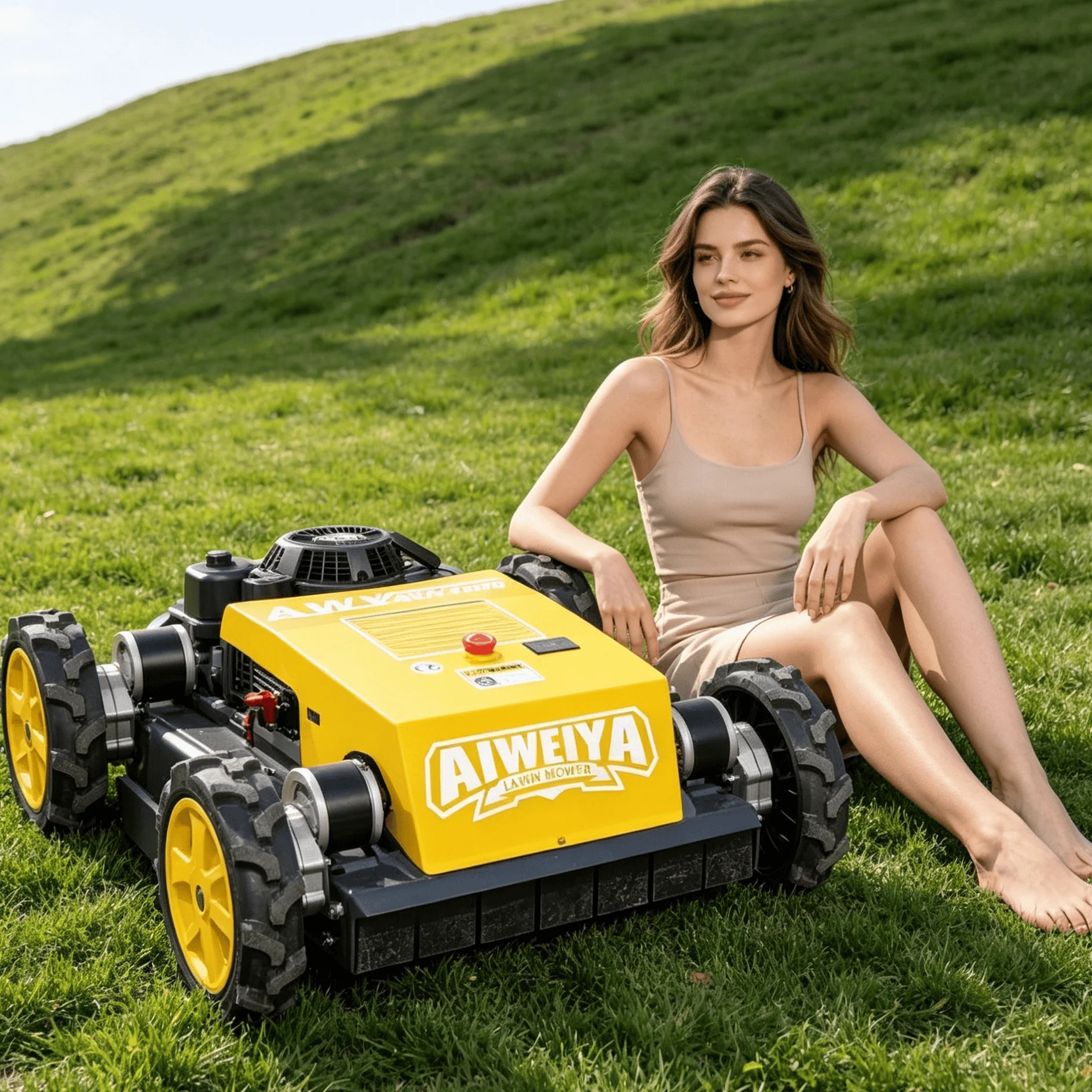 

Customized narrow body robot lawn mower wireless flexible move for small hillside garden gap weed cutting mini orchard lawn dail