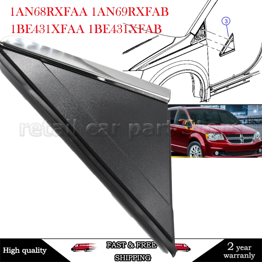 For Grand Caravan Town & Country L/h R/h Exterior Side View Mirror Flag Molding OE Mopar 1AN69RXFAA 1AN68RXFAA