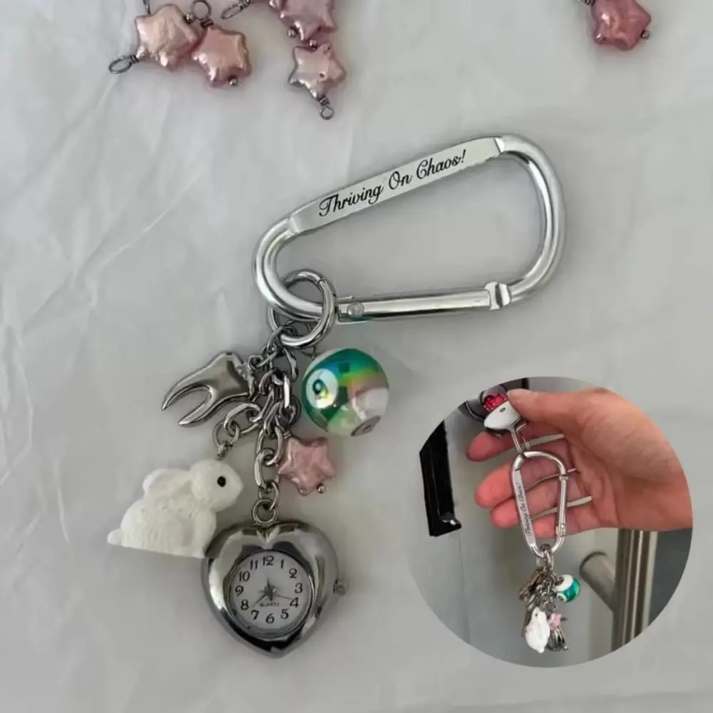 

Bag Charm Pocket Watch Pendant Hanging Decor Couple Style Handmade Vintage Keychain Retro Design Personalized