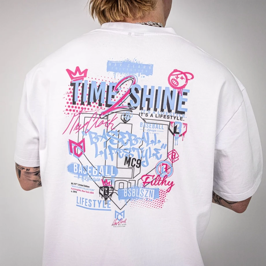 

Boys Kids Baseball Time 2 Shine Icons Youth Tee Print Cotton T-Shirt Breathable Loose Sweat Absorbing Youth T-Shirt Fashion Top