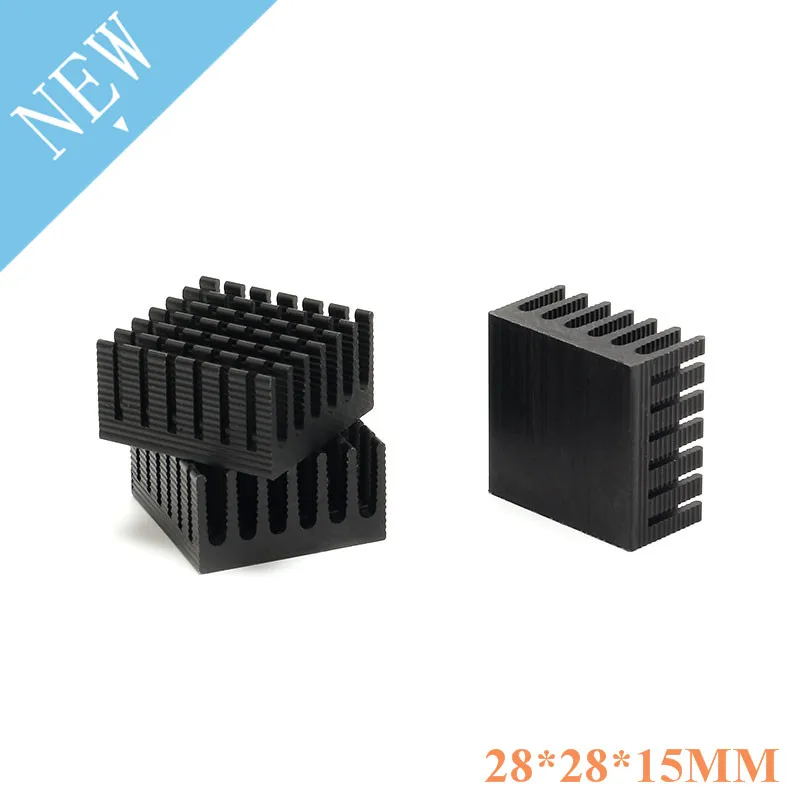 Disipador de calor con aleta de refrigeración, radiador de aluminio para LED, Transistor IC de potencia, módulo PBC 28x28x15mm, 5 unidades, 28x28x15mm