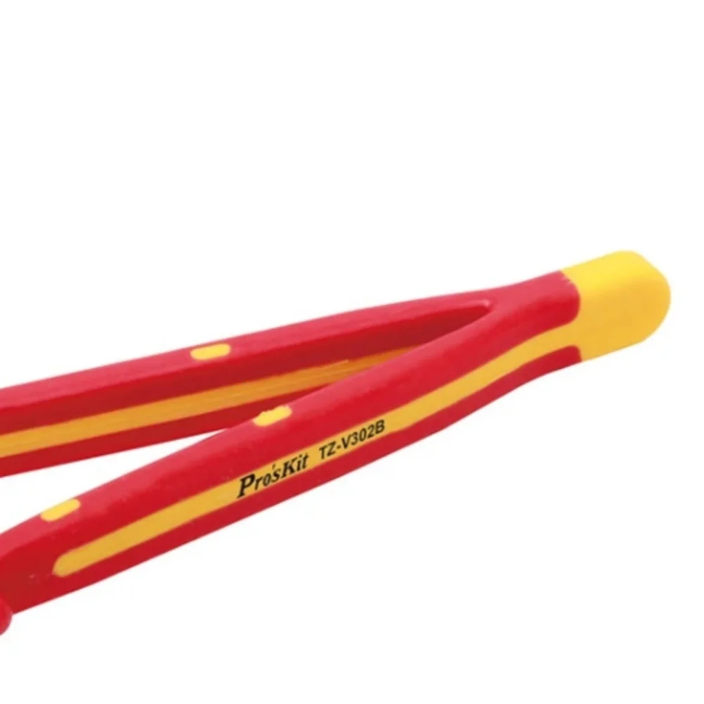 Pro'skit 1pk-TZ-V302B Elettricista Curvo A Punta Pinzette In Acciaio Inox Resistenza Ad Alta Pressione Lnsulated Pinzette