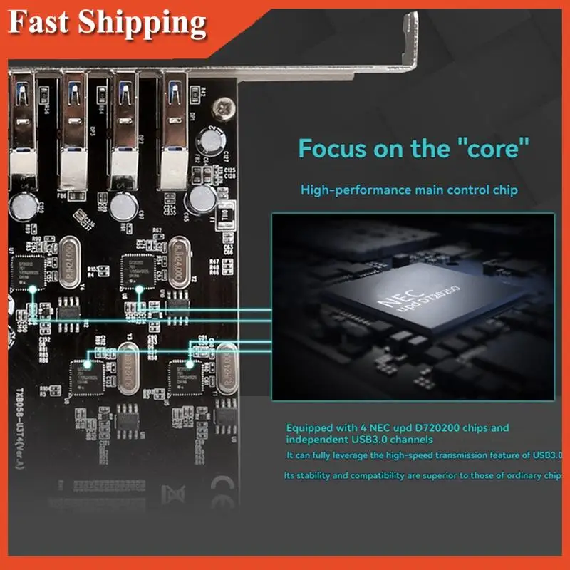 Эффективная 4-портовая карта USB3.0 PCI Express USB 3.0 Адаптер карты расширения PCI-E Карта PCI Express для настольного компьютера