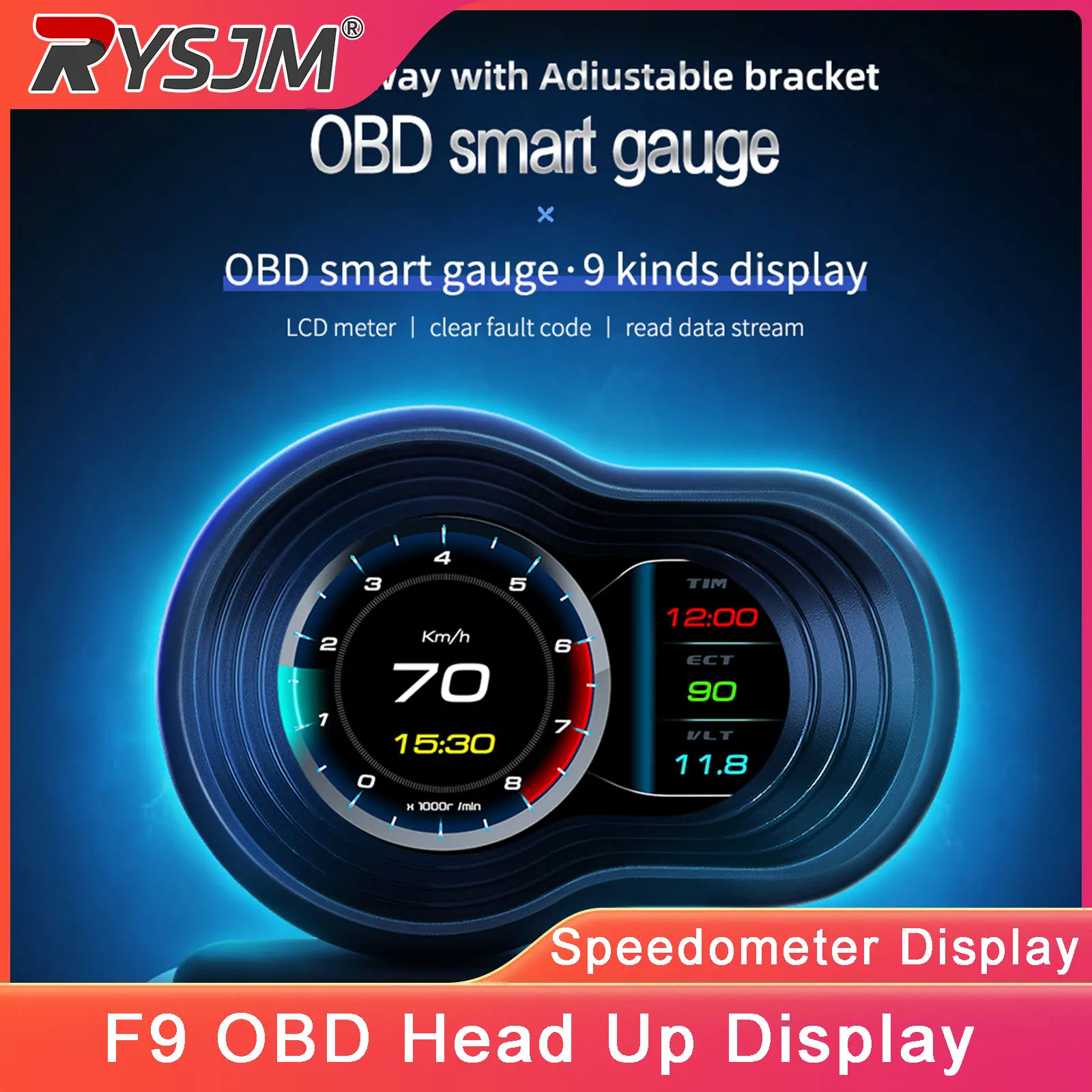 

НОВЫЙ Многофункциональный ЖК-дисплей F9 OBD с проекцией на лобовое стекло, бортовой компьютер, цифровой измеритель температуры воды и скорости для автомобиля