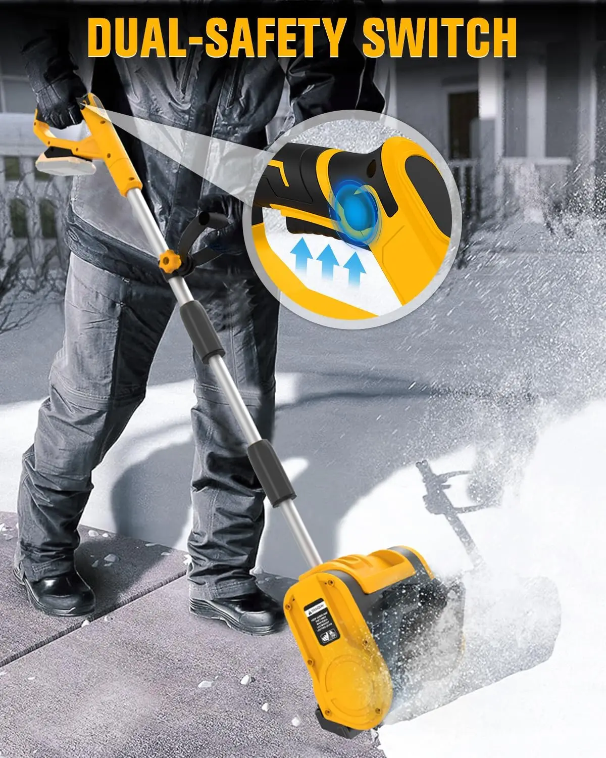 Pala da neve pieghevole Batteria al litio elettrica 21V Lancia neve Spazzaneve portatile Spazzatrice da neve per uso domestico Spazzaneve a spinta manuale