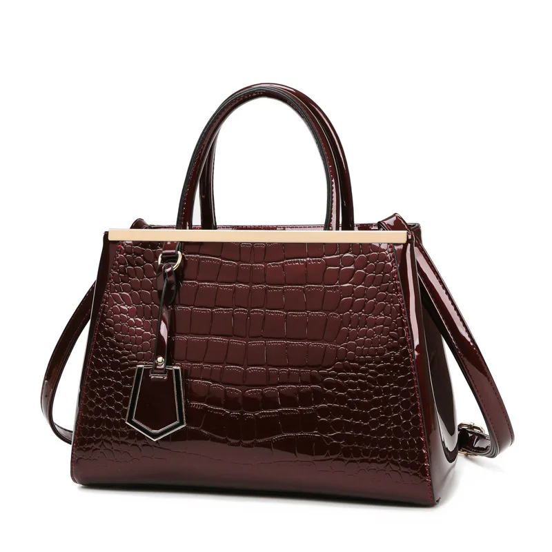 

Women Genuine Leather Handbag Fashionable Crocodile Pattern Real Shoulder Bag Classical Tote Crossbody 2024 C1462