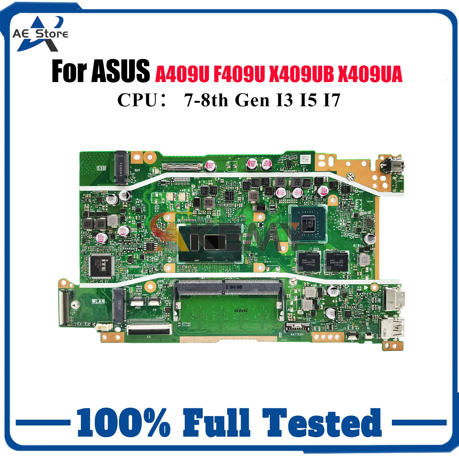 

X409UB Laptop Motherboard For ASUS VivoBook F409U X409U X509UB A409U F509U X509UJ A509U X509UA Mainboard I3 I5 I7 CPU tests OK