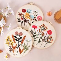 Handmade Embroidery Hoops Beginners Needlepoint Kit Flower Embroidery Kit Cross Stitch Home Decoration