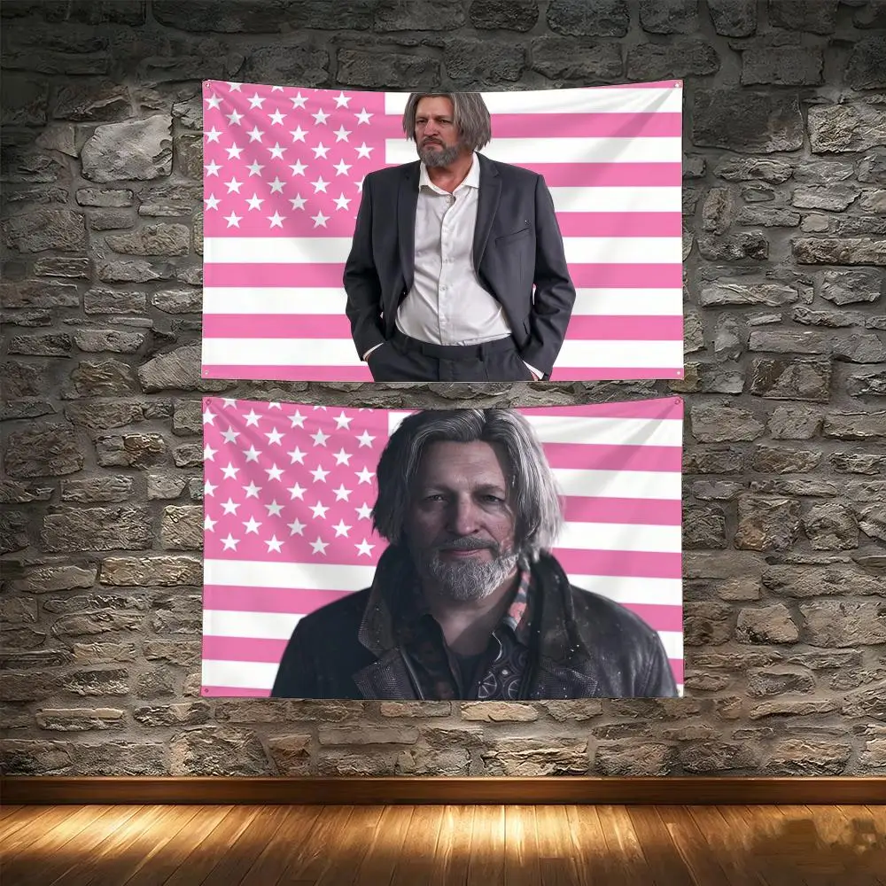 Hank Anderson Pink American Flags Tapestry Creative Pattern Photo Living Room Wall Art Party Outdoor Decor