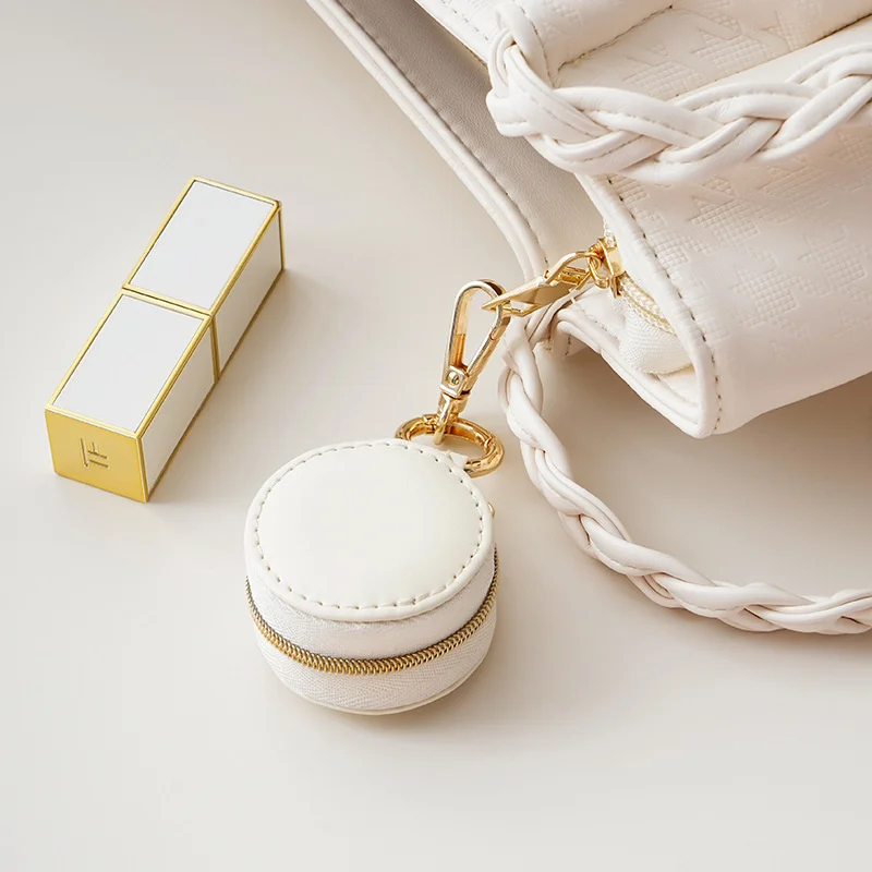 Round Mini Portable Small Jewelry Storage Bag Travel Simple Leather Ring Necklace Earring Storage Box Organizer Display Gift Box