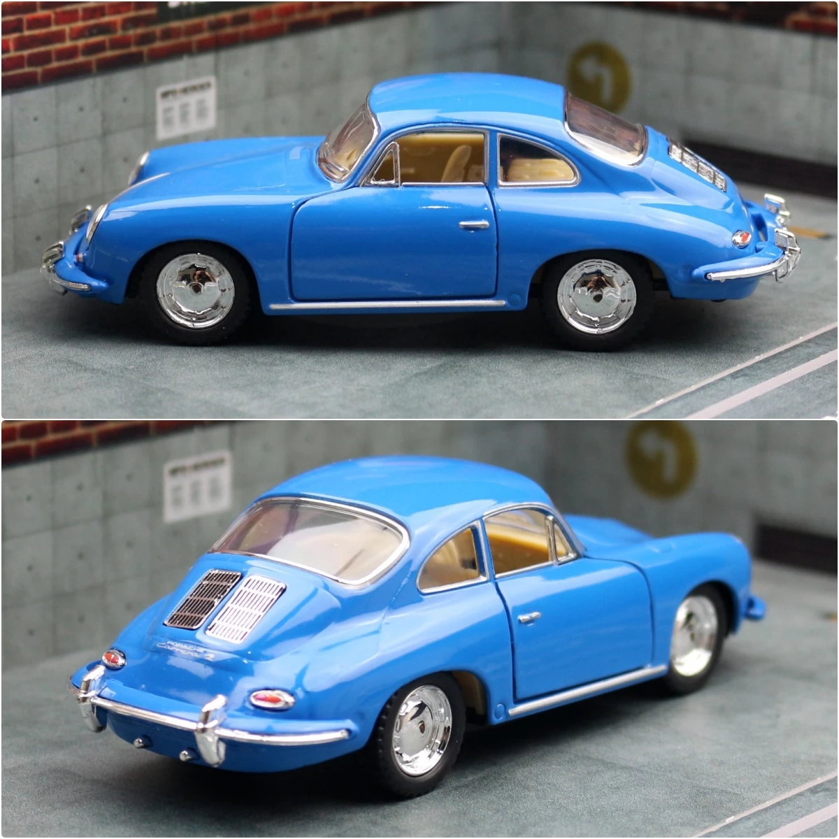 KiNSMART Toy Car Model 1/32 Porsche 356 B Carrera 2 Classical Diecast Miniature Vehicle Collection Gift For Children Boys Kid