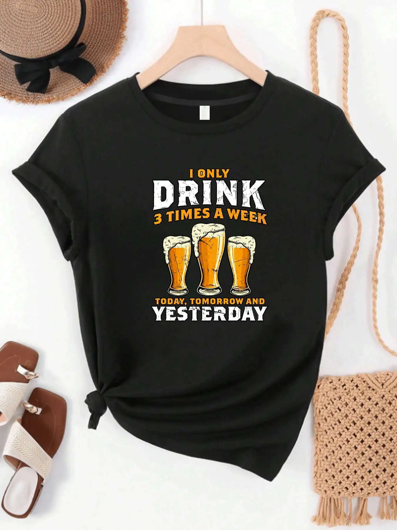 【MYJ062611】Beer Festival women's plus size T-shirt hangover copywriting pattern round neck short sleeved T-shirt for women