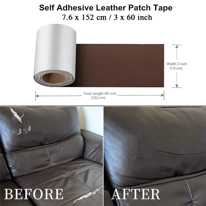 Leather Repair Patch Sticky Fix PU Leather Tape for Sofa Chair Car Seat Thickness 1mm Wear-resistant Self Adhesive Leather Patch