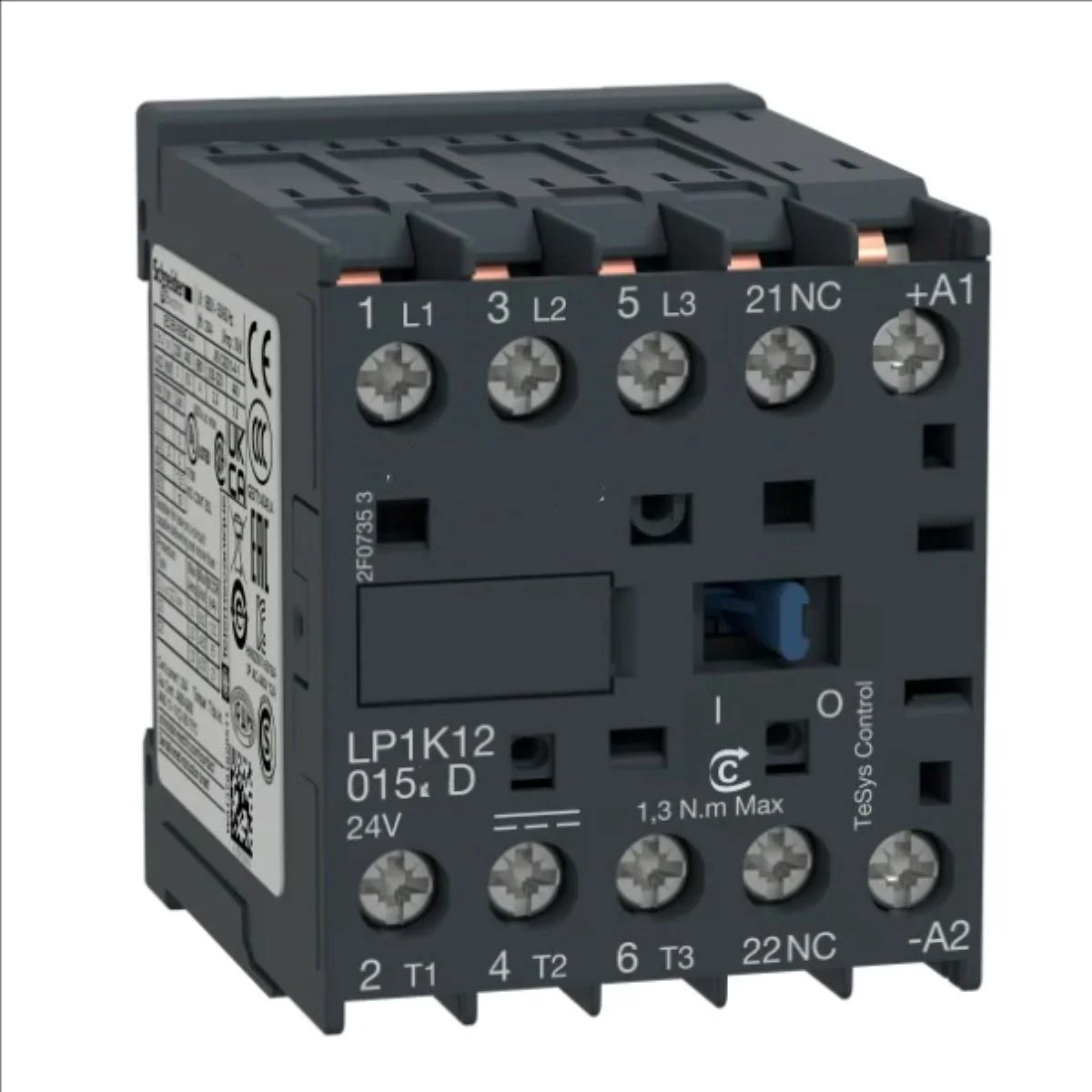 

LP1K12015MD TeSys K contactor - 3P - AC-3 = 440 V 12 A - 1 NC aux. - 220 V DC coil