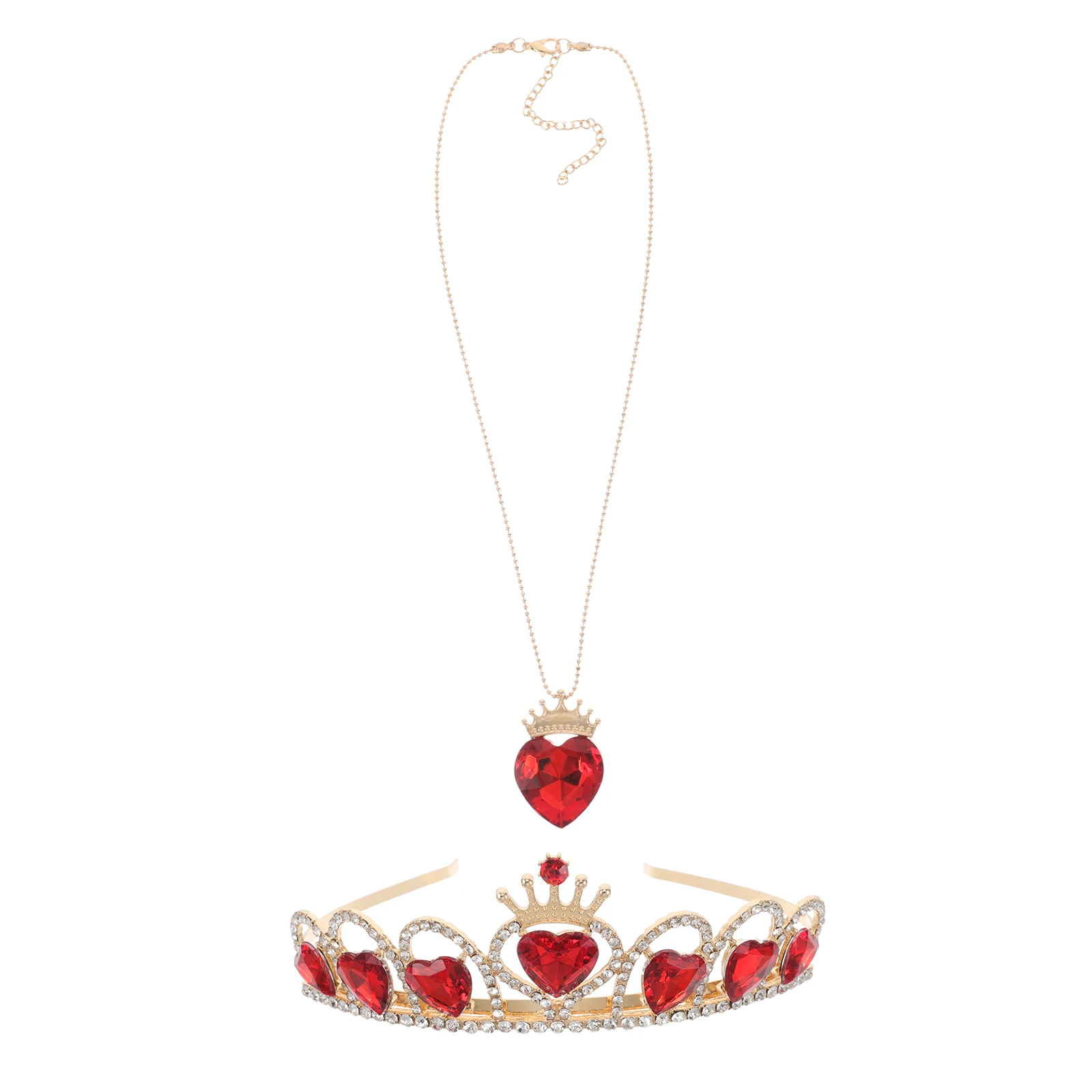 

1Set Stunning Rhinestone Heart Crown Bridal Tiara Necklace Set Wedding Birthday Party Decorative Headpiece Pageant Crown