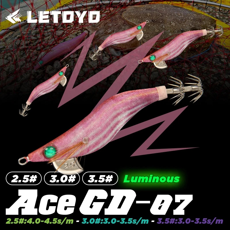 LETOYO 3.0-3.5 #   Przynęta na kalmary Świecąca przynęta na kalmary Sztuczna przynęta na kalmary i ośmiornice przynęta do połowu w morzu