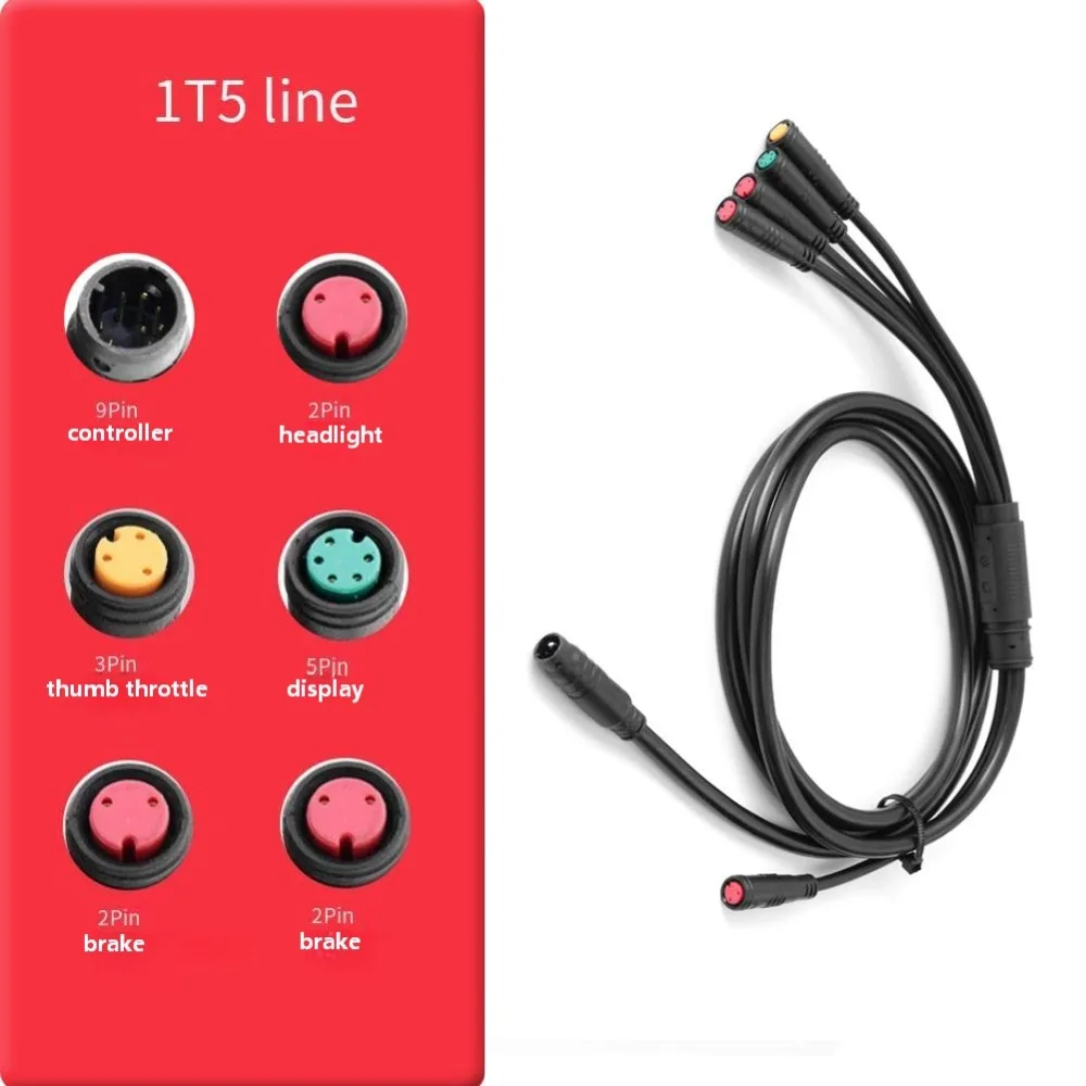 

913AG 1T5 Waterproof Connector Cable 9-Pin 1500mm For E-Bike Controller Display Throttle Headlight Brake Electric Bicycle Parts