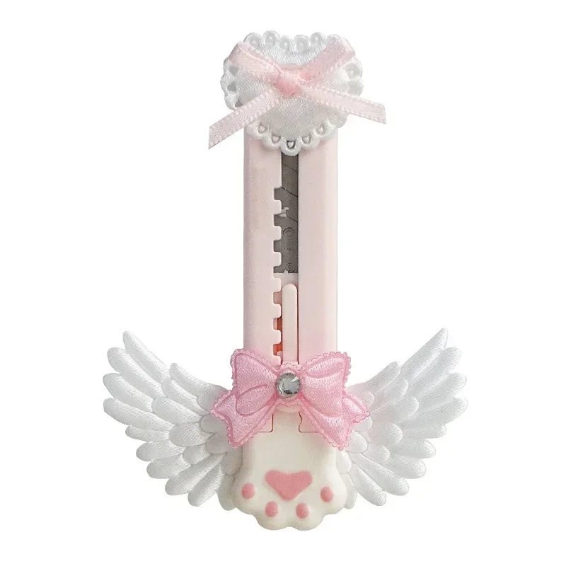 1Pc Lovely Ballet Style Girl Sweetheart Cat Paw Utility Knife Kawaii Wing Bow Heart Aper Cutter Cute Express Box Envelope Opener