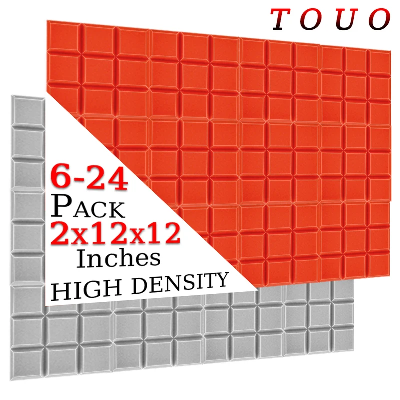 TOUO 6-24 Pcs Acoustic Foam Sound Proof Wall Panels High Density Sound Absorbing Material Ceiling Acoustic Foam Home Decoration