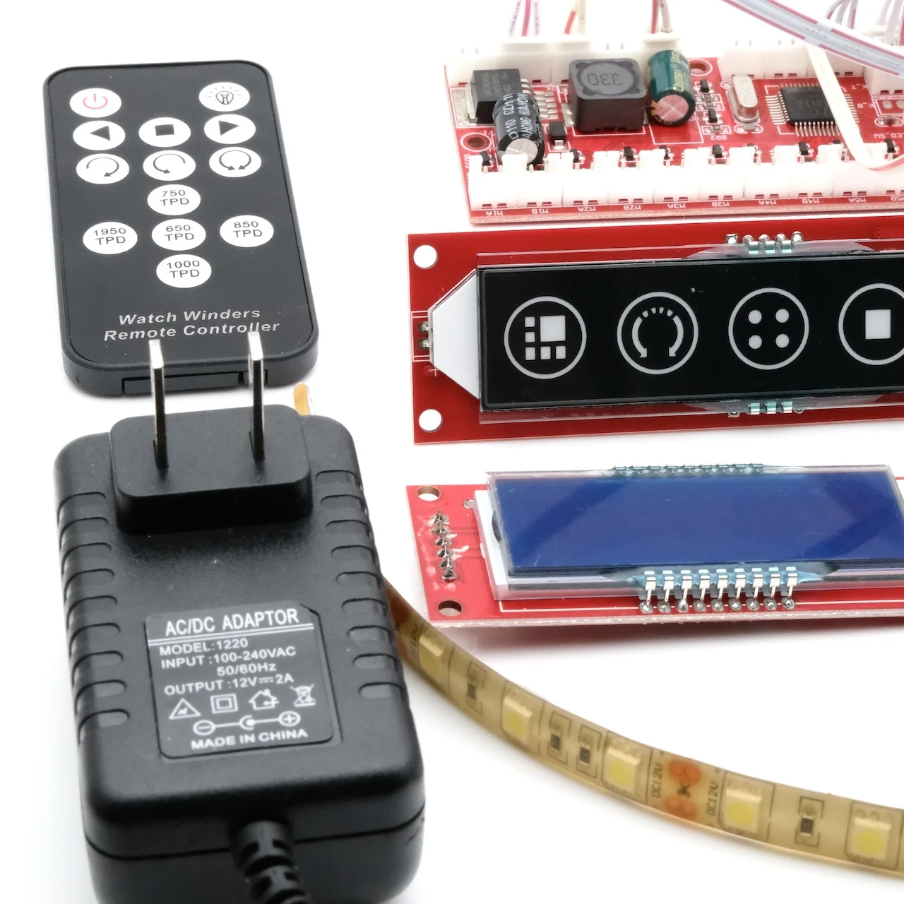 Watch Winder Display Rack LCD Circuit Board + LED Remote Control Parts Automatic Chain Watch Box Accessories
