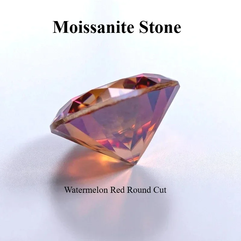 

Moissanite Stone Watermelon Red Round Cut Pass Diamond Tester Charms Jewelry Making Materials With GRA Certificate