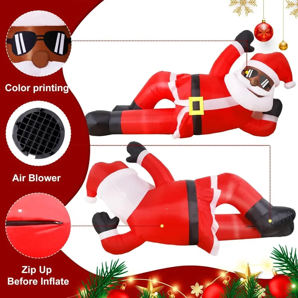 10FT Giant Christmas Inflatable Black Santa Christmas Outdoor Inflatables Blow Up Yard  for Xmas Outside Lawn Yard Garden