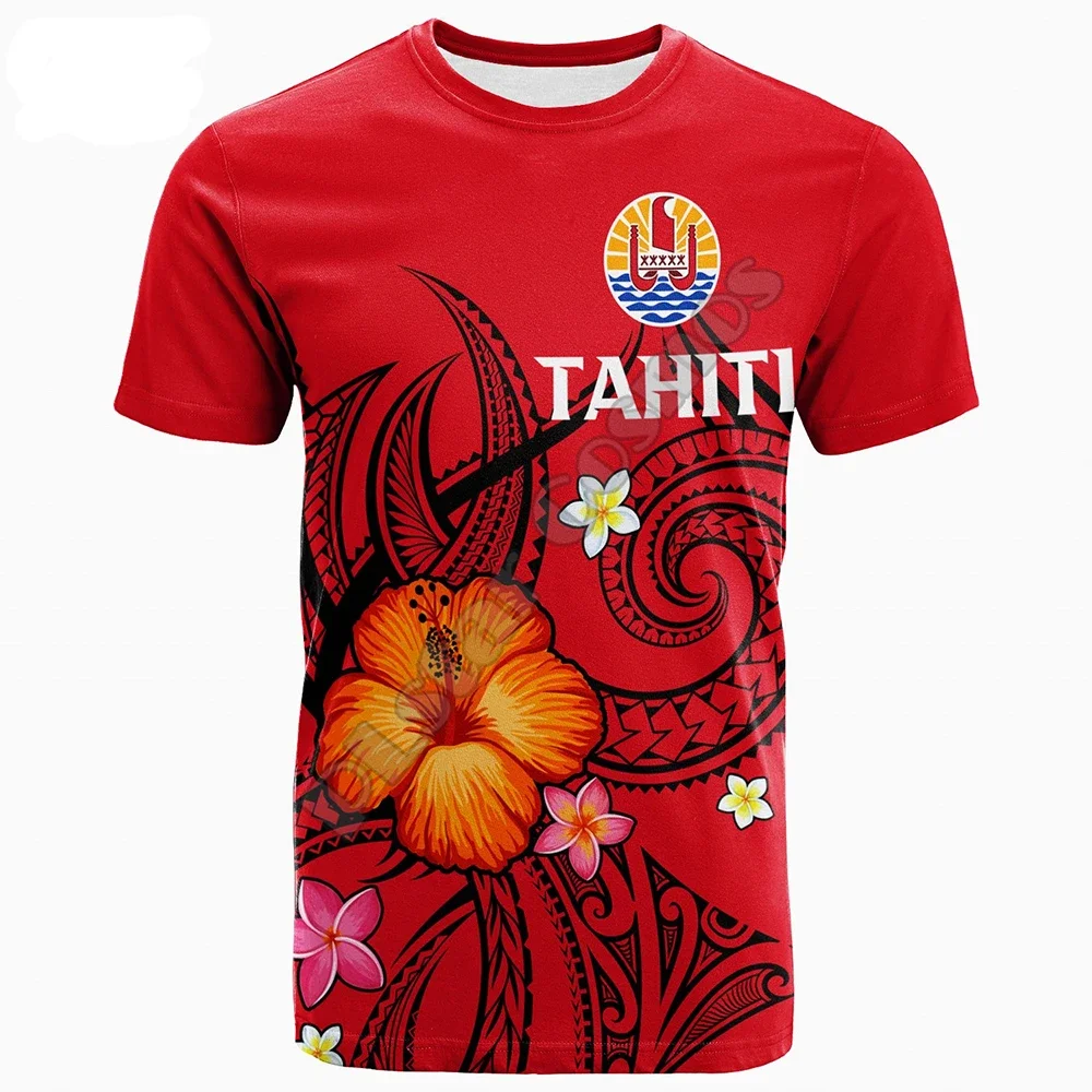 

Tahiti Street Style Tribal Flag Shirt Vintage Culture 3D Printing Summer New Comfortable Short Sleeve Personalized T-shirt