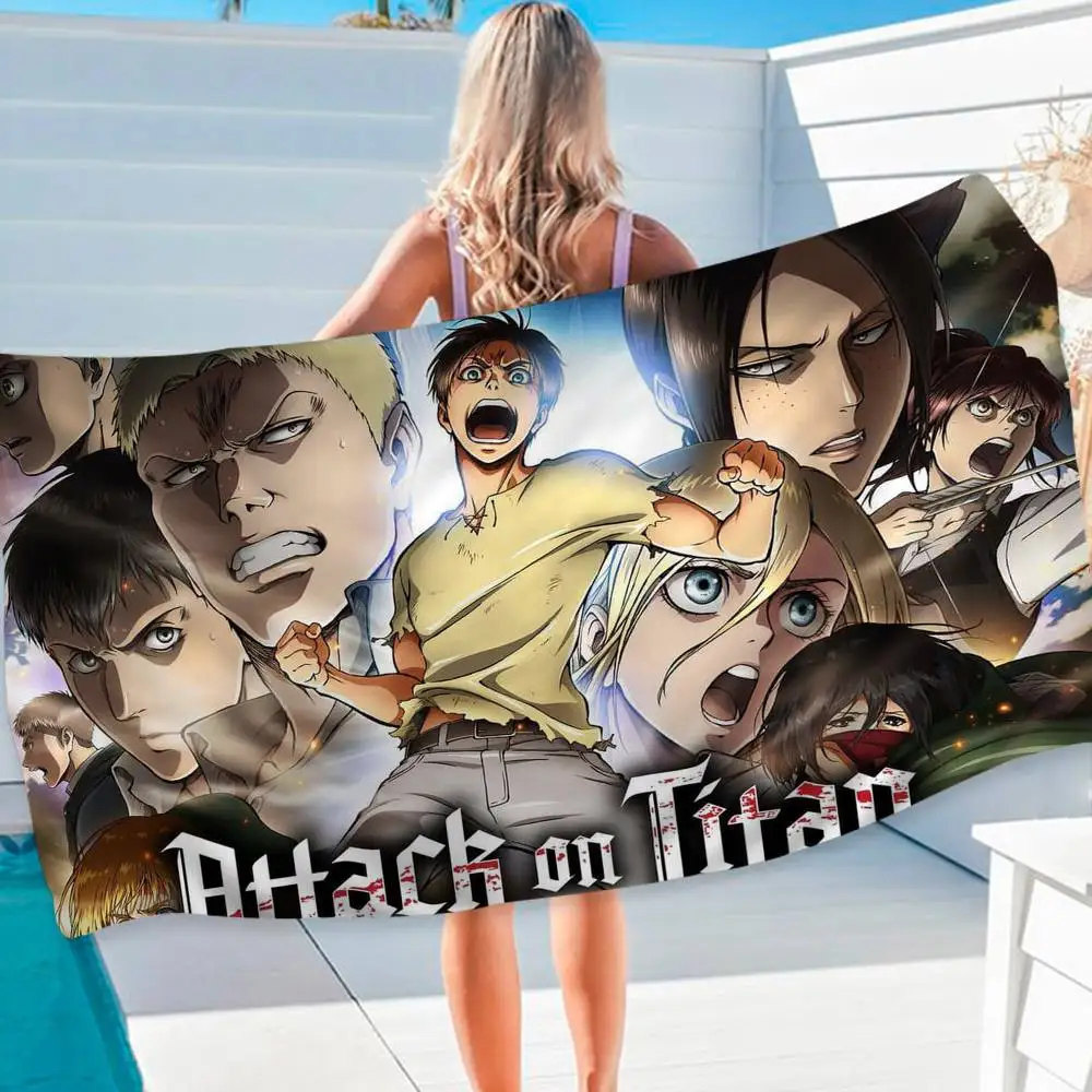 Anime A-Attack Cool On Titan Classic Microfiber Blanket Quick Drying Beach Towels Oversized Printing Super Absorbent Pool Towel