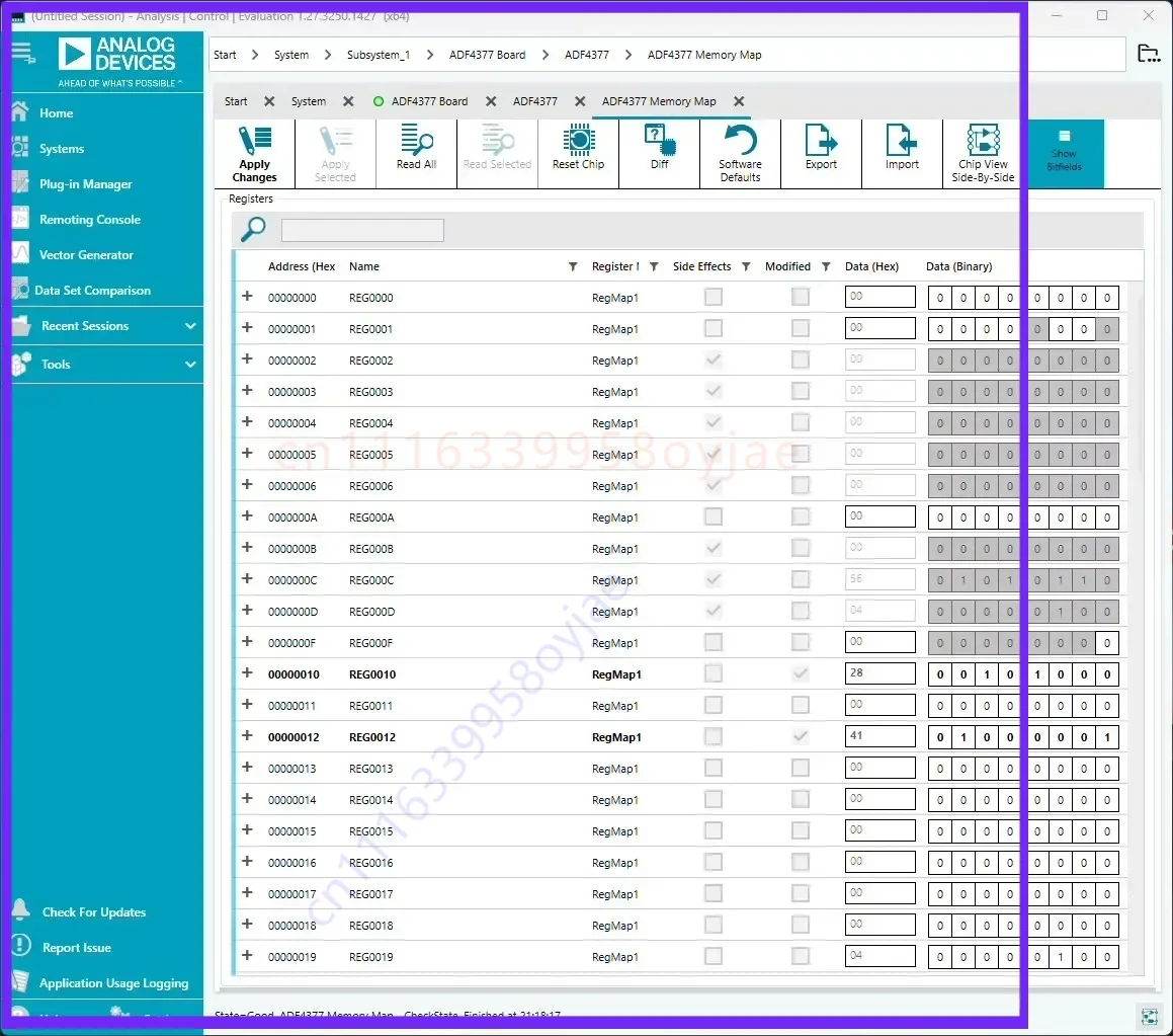 Tool for ADF4377BCCZ Register Configurator, USB-SDP-S Debugging Gadget