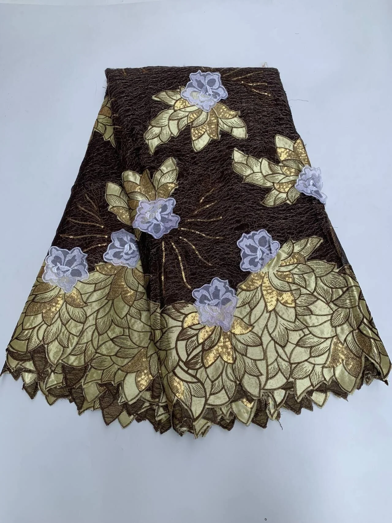 

Latest 2026 African Nigerian Guipure Embroidery Sequins High Quality for Sewing Dresses Tulle Lace Fabric 5Yards TY009