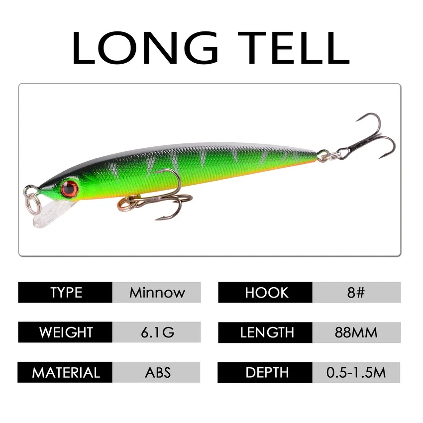 5pcs Minnow Fishing Lures 3D Eyes Artificial Hard Bait 8.8cm 6.1g Pesca Sinking Wobbler Crankbaits Carp Bass Tackle